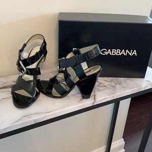 Dolce & Gabbana black patent sandals.